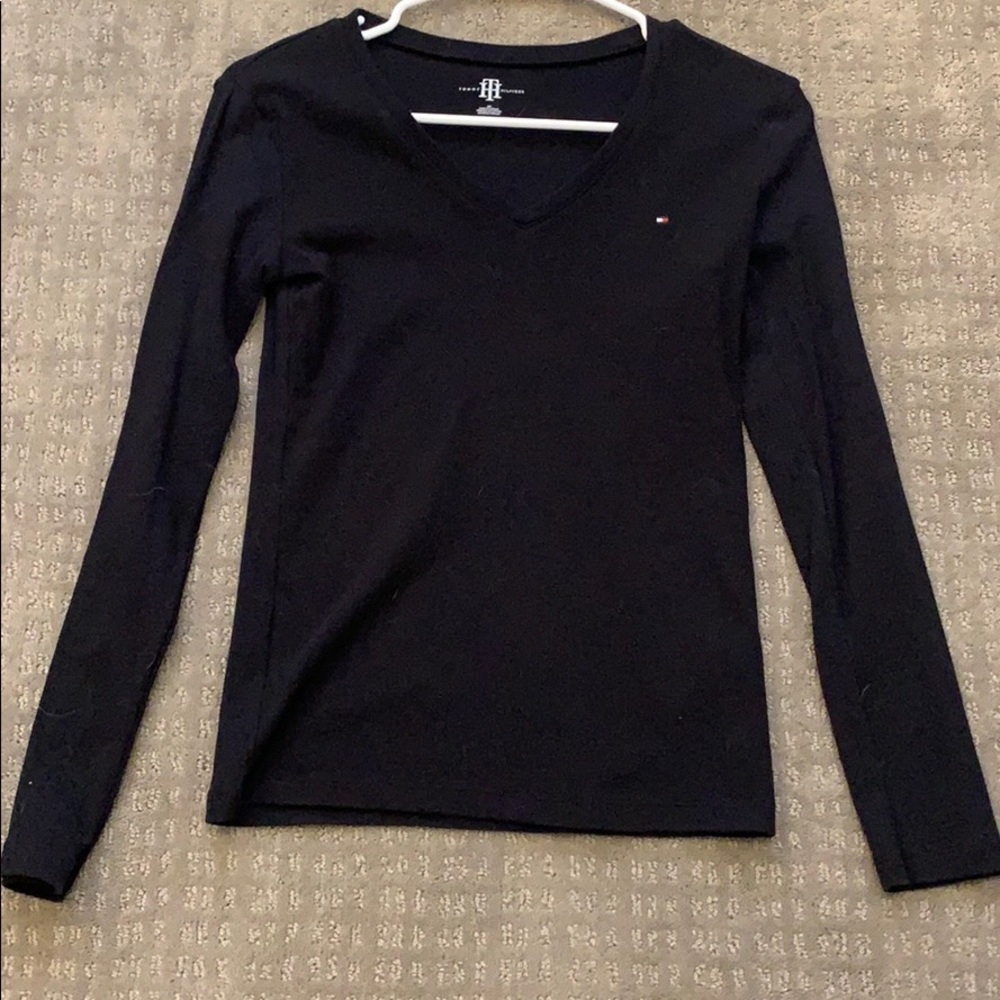 Black Tommy Hilfiger Long sleeve Cotton top
